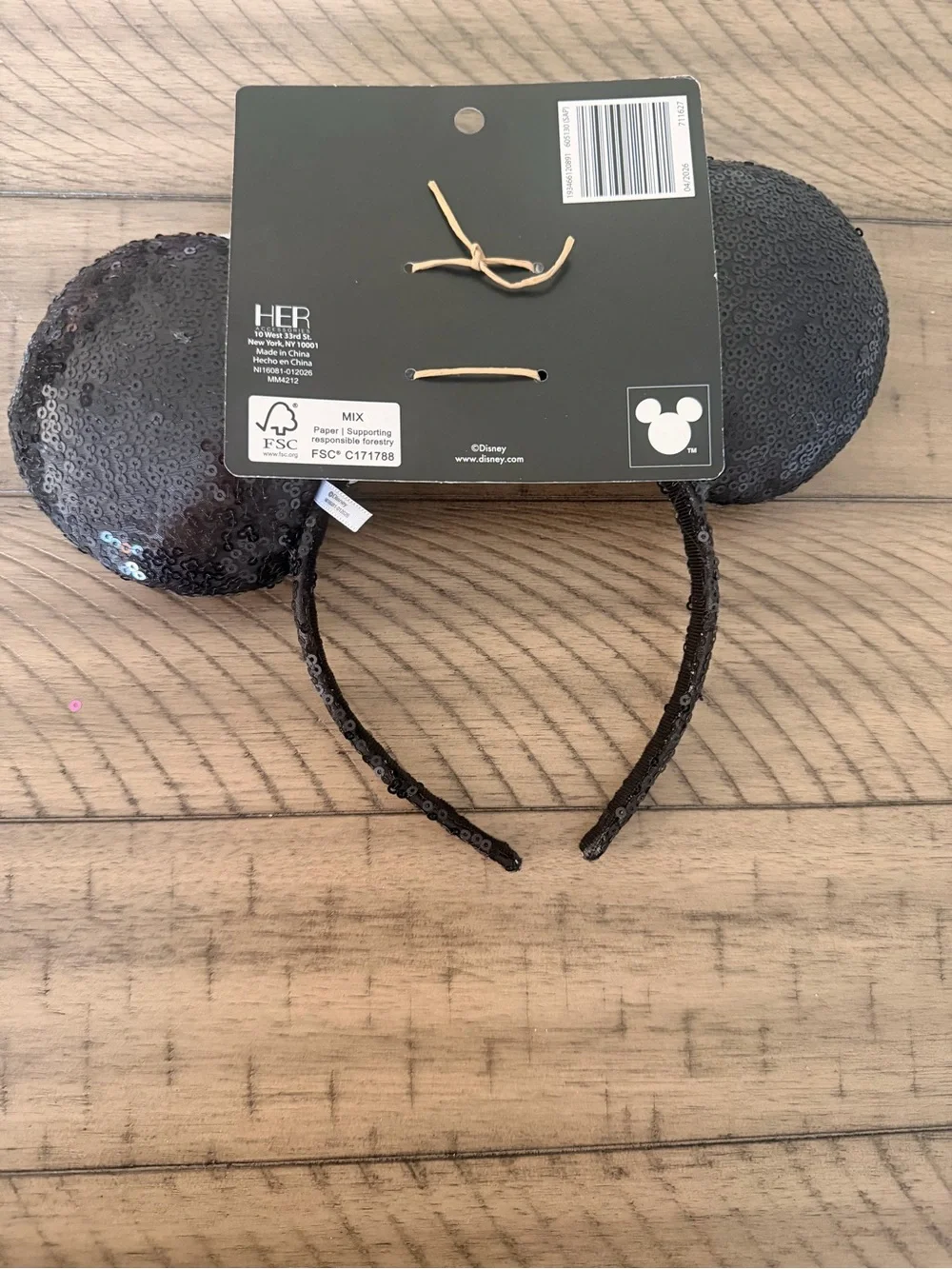 [Disney] NWT Black & White Sequin Mickey Minnie Ears